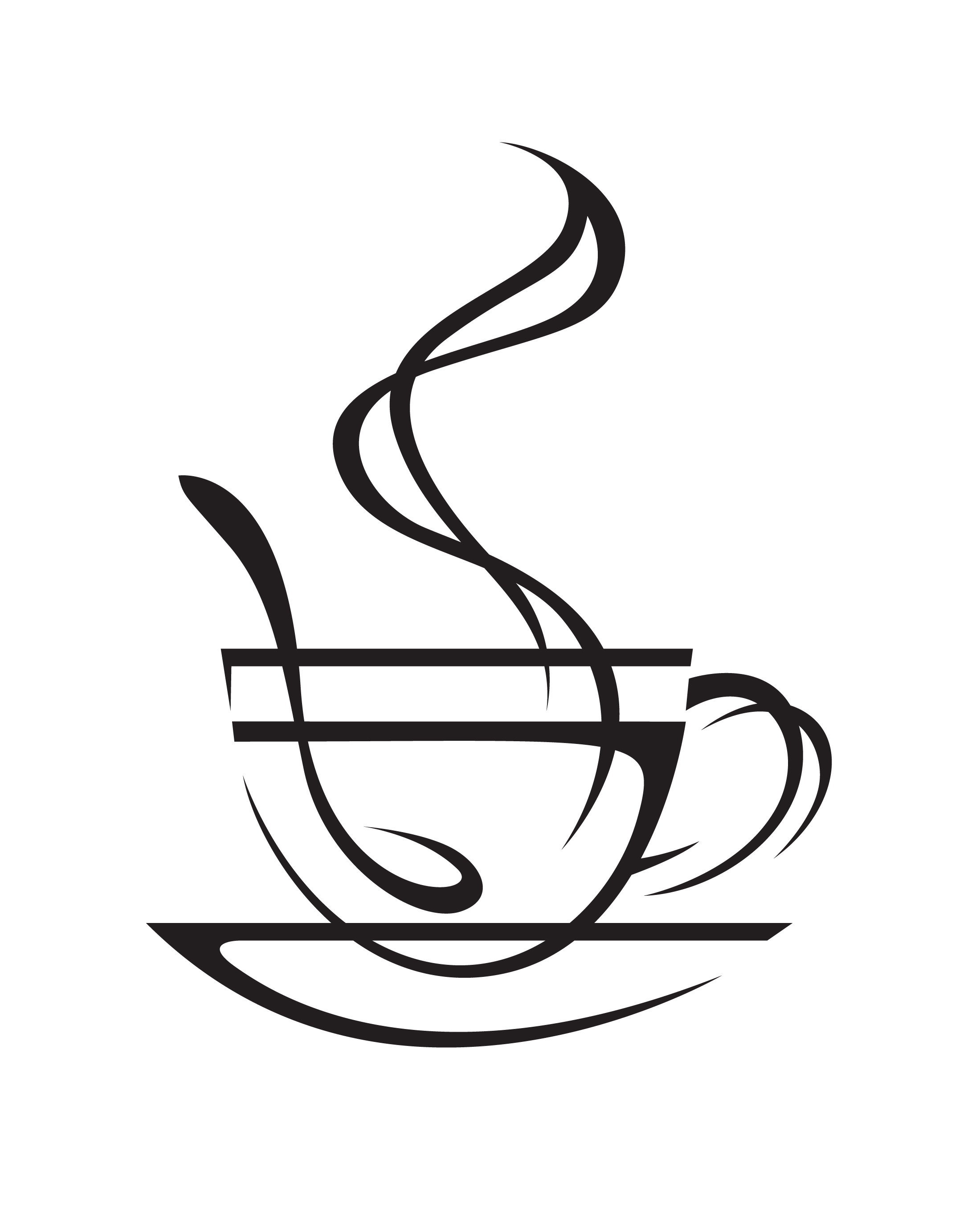 Cup of coffee clipart black and white