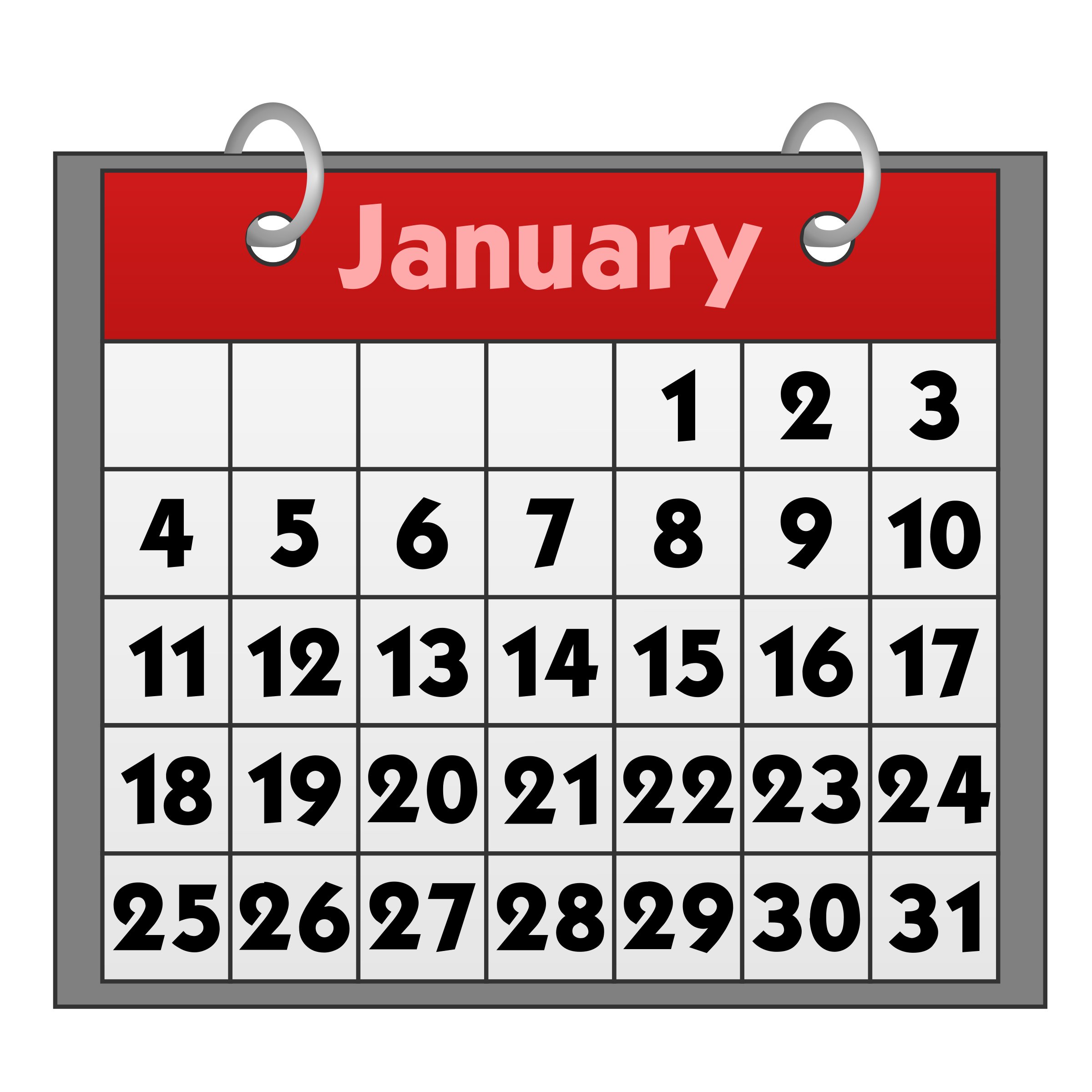 Saturday Calendar Cliparts