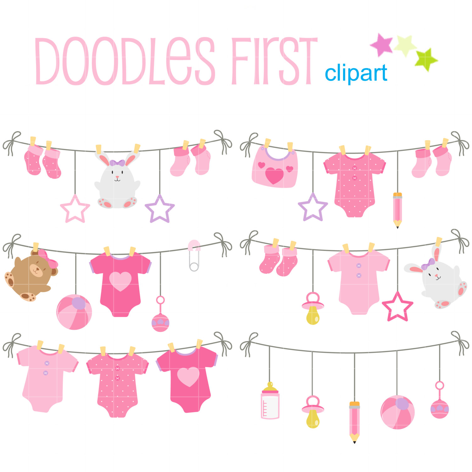 baby girl clothesline clipart