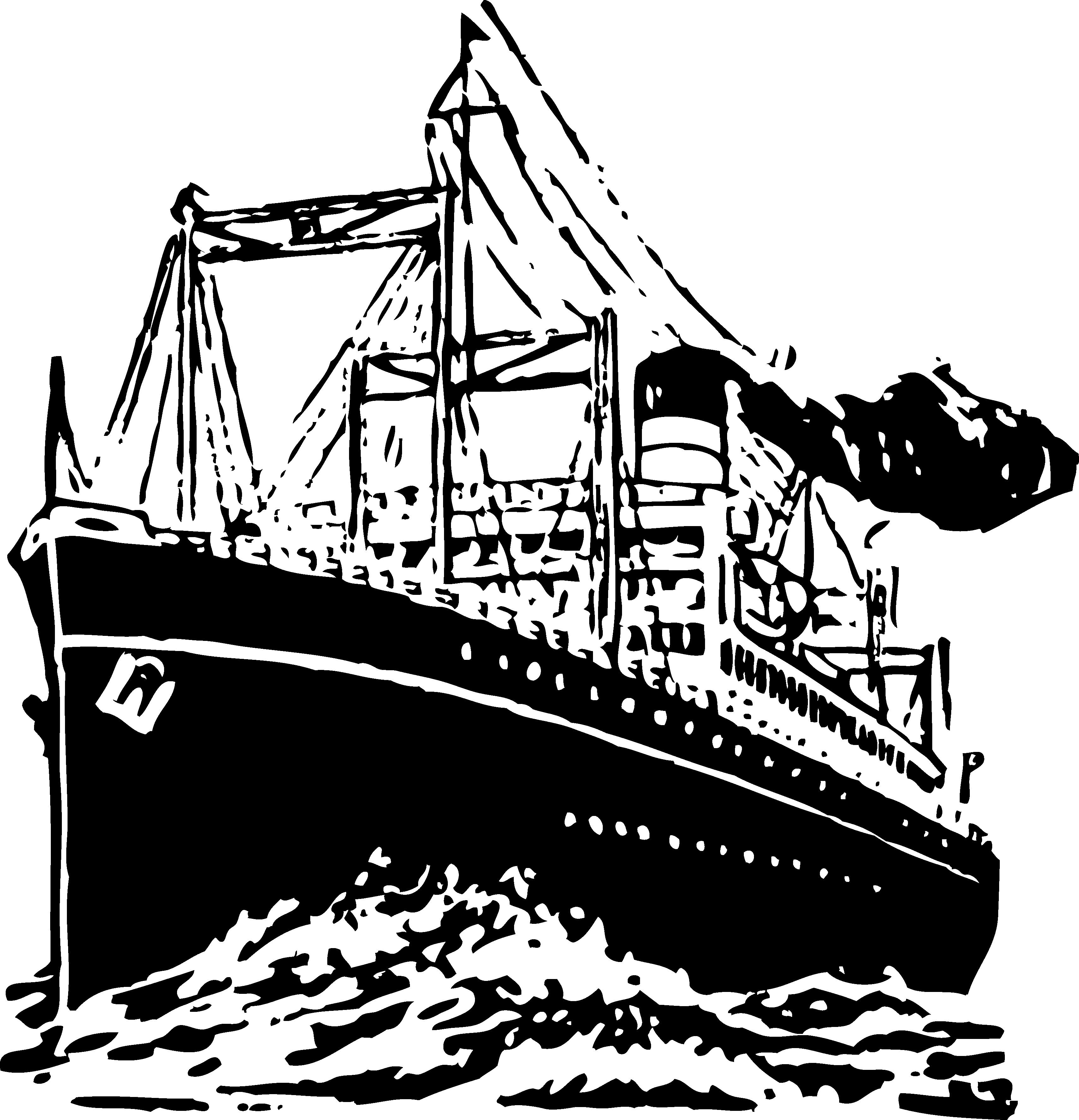 Clipart black and white ship