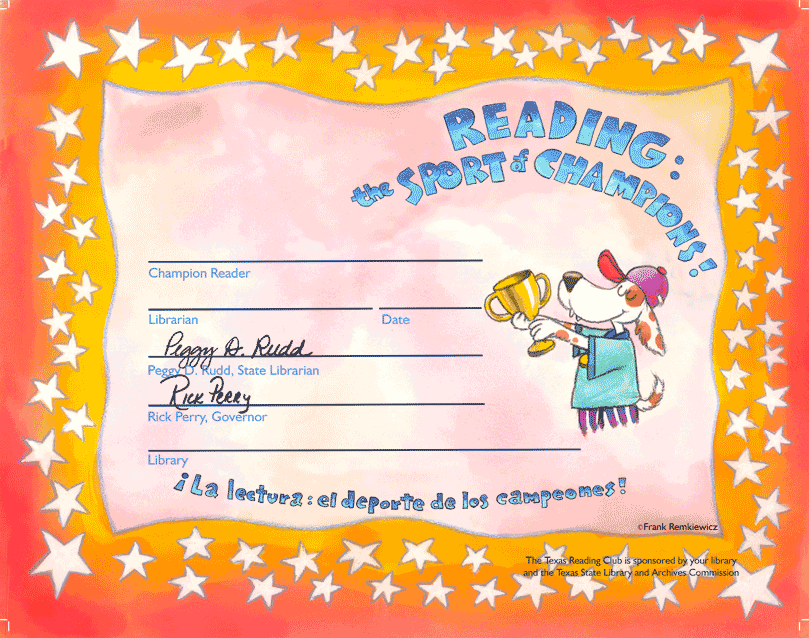 Reading certificate. Certificate Art.