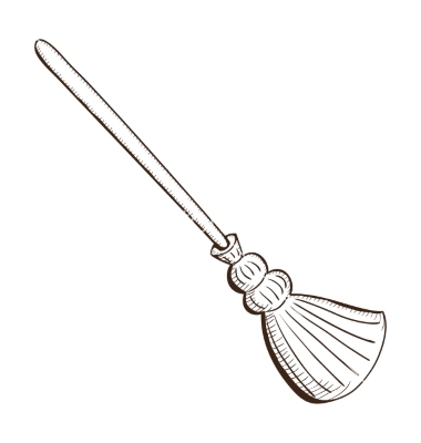 Witches broom clipart black and white