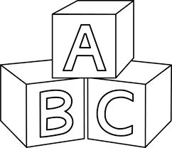 Abc blocks clipart black and white