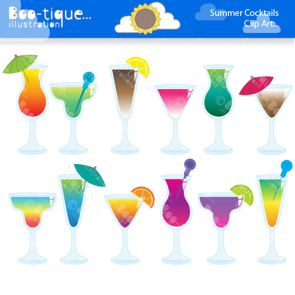 Tropical Drinks Cliparts Vector