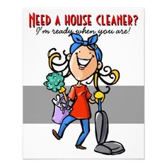 A pretty girl with a feather duster in one hand and a spray bottle