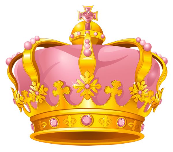 Gold and Red Crown with Diamonds PNG Clipart 