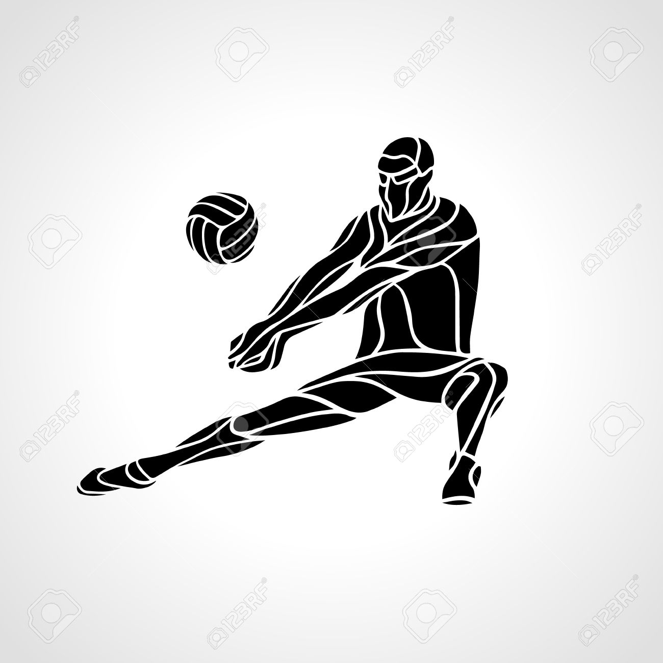 silhouette volleyball dig - Clip Art Library