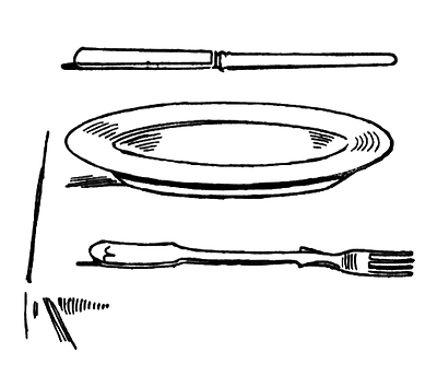 Plate Of Food Clipart Black And White