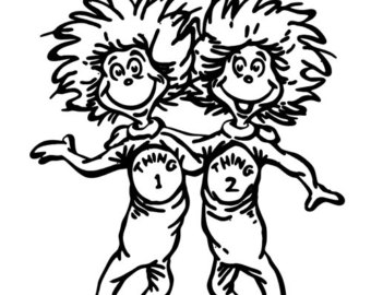 thing 1 and thing 2 black and white