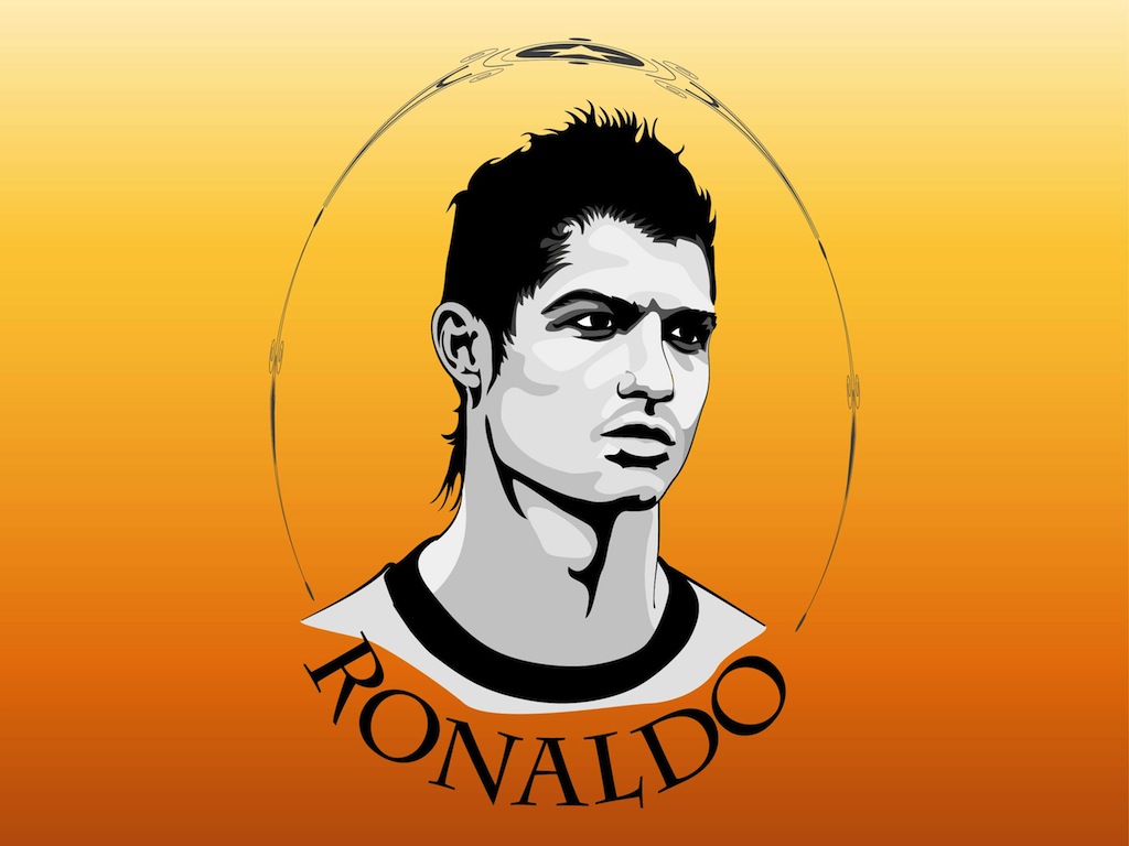 black and white ronaldo drawing - Clip Art Library