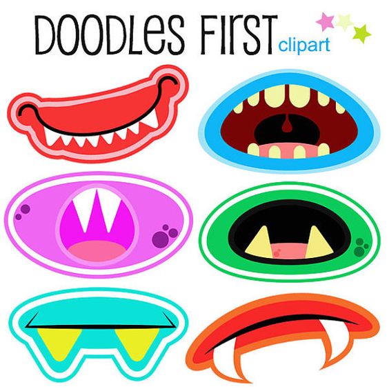 Monster Mouths Clipart Digital Clip Art for Scrapbooking Card