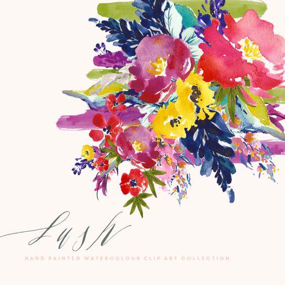 Flower Watercolour Clipart Collection, Hand Painted Graphics