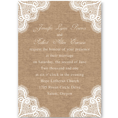 Burlap And Lace Wedding Invitations Free Blank Template 1