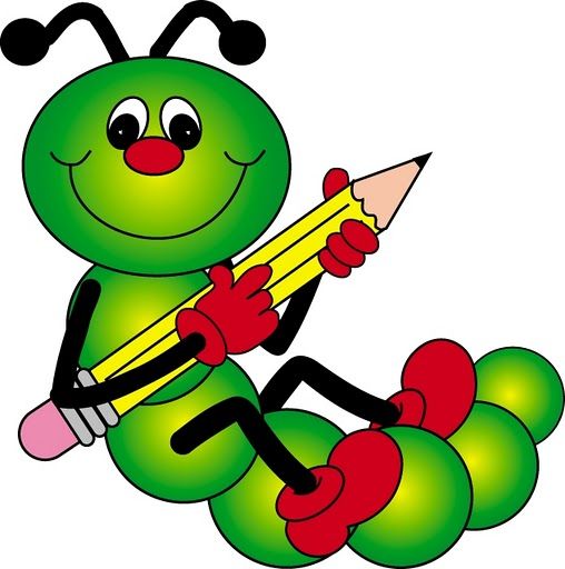CATERPILLAR WITH PENCIL CLIP ART