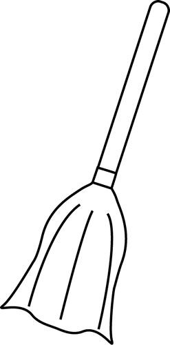 Black and White Witches Broom Clip Art 