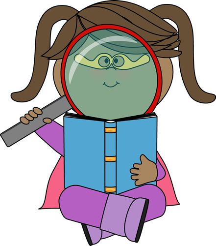 Superhero girl reading from MyCuteGraphics