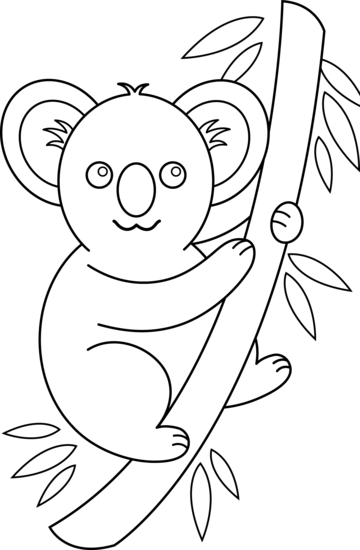 Koala bear clipart black and white