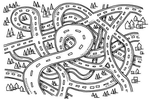 Free black and white clipart of road map