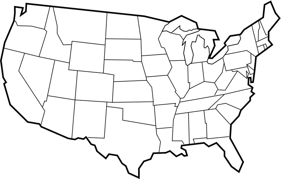 Black And White Us Map