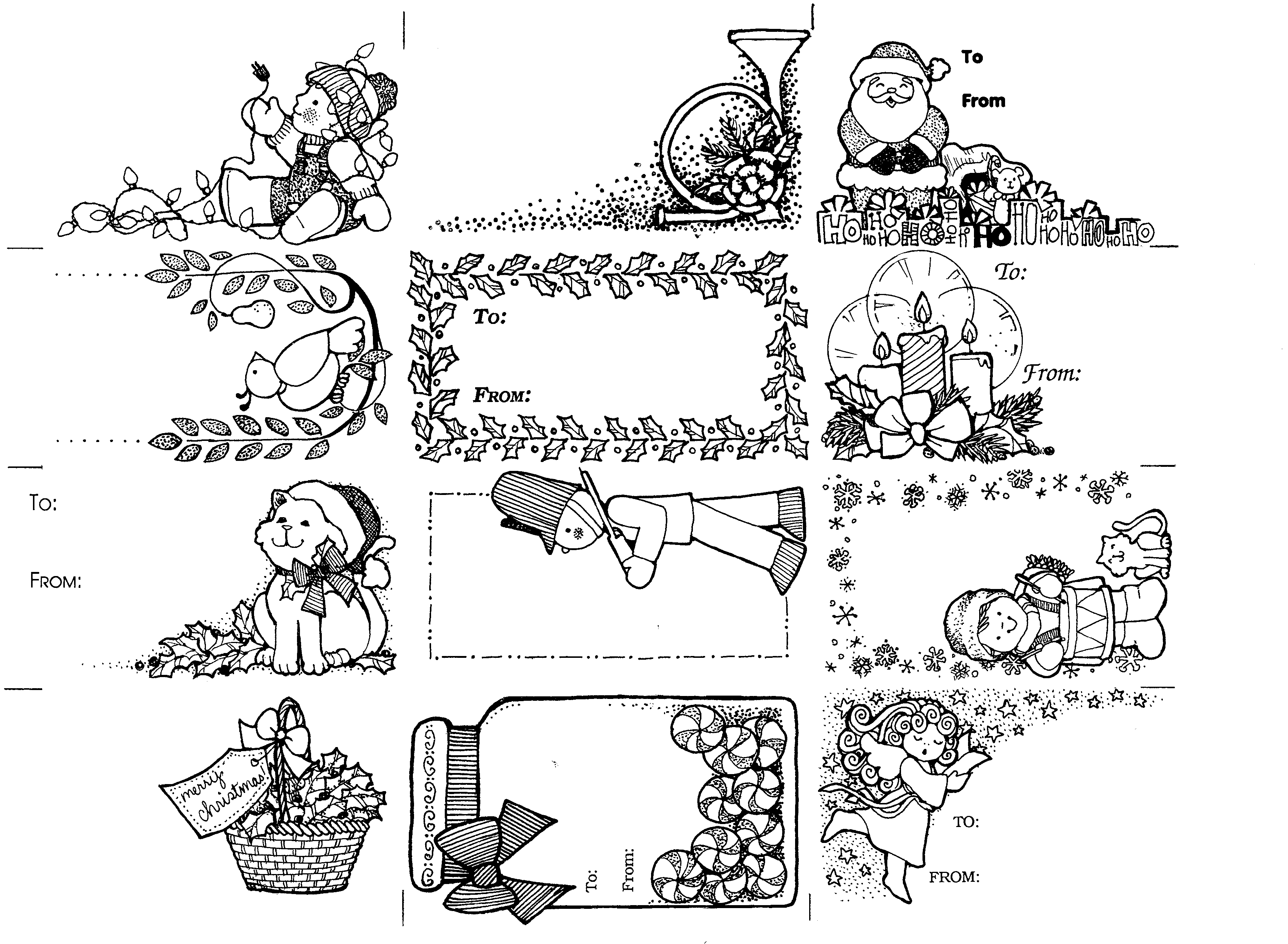 Gift tag clipart black and white