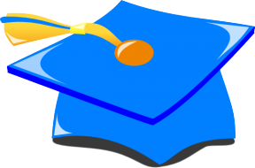 Blue Graduation Hat And Gold Tassels Clipart