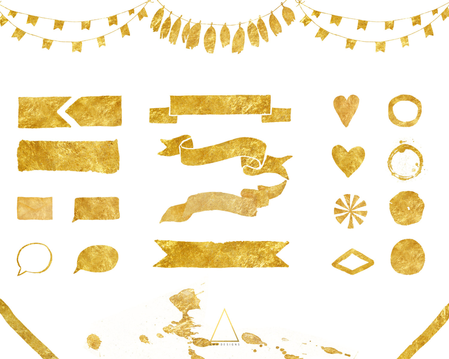 Gold shape png vector clipart