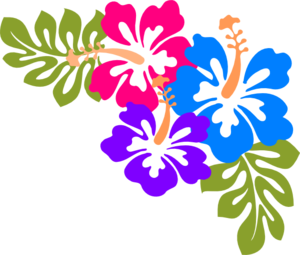 Example of corner design made up of hibiscus flowers and leaf