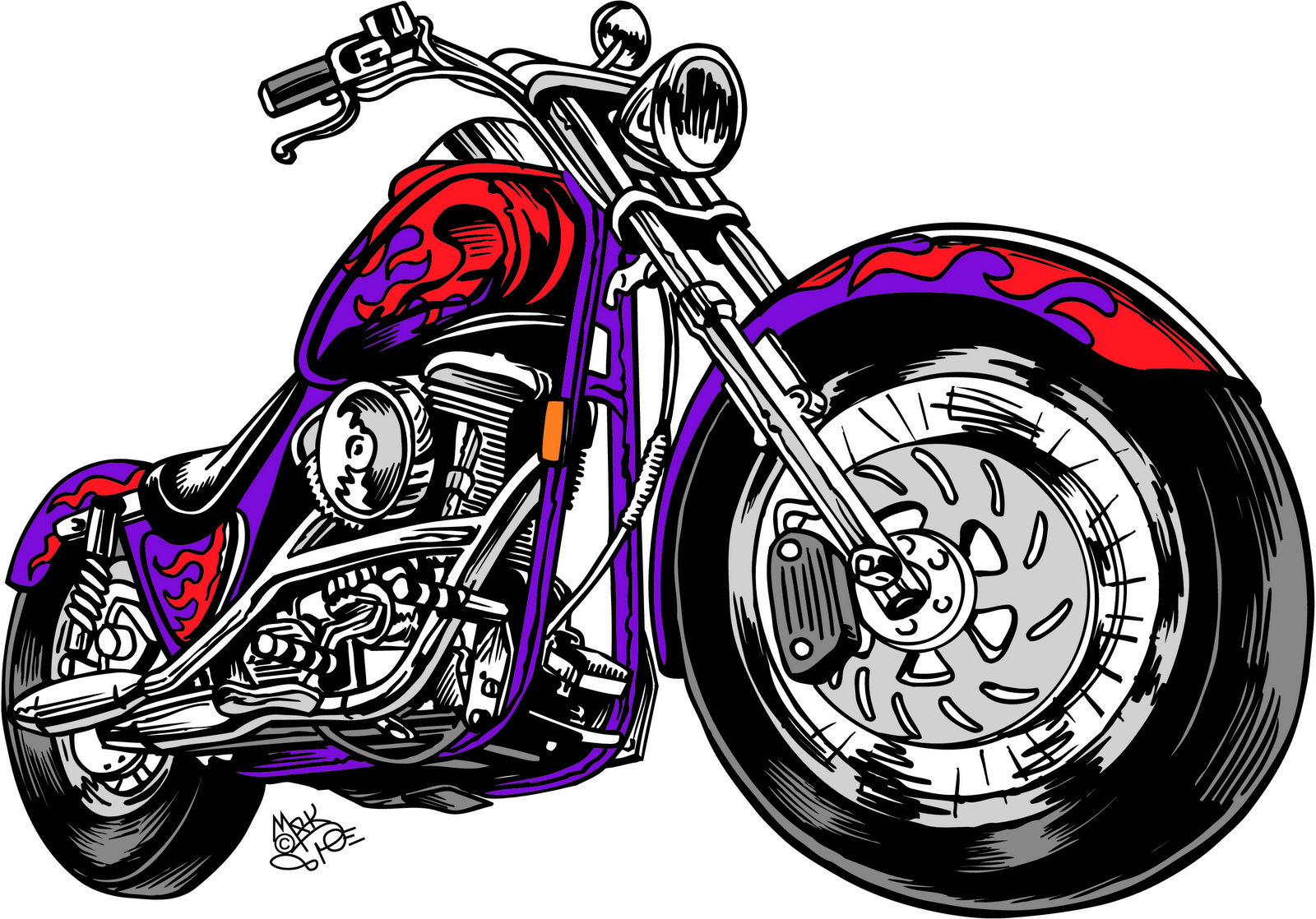 Harley davidson motorcycle cartoon clipart
