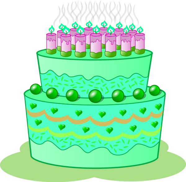 Green birthday cake clipart