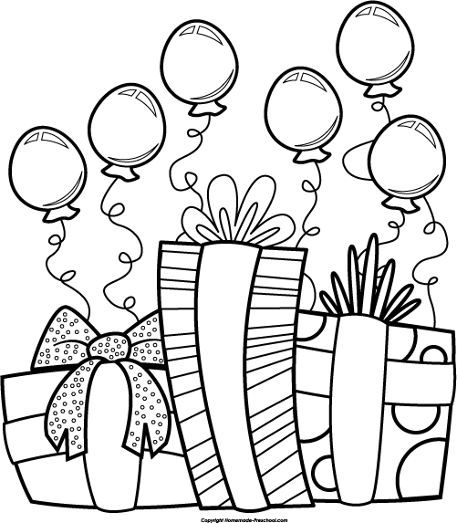 Happy Birthday Balloons Clipart Black And White
