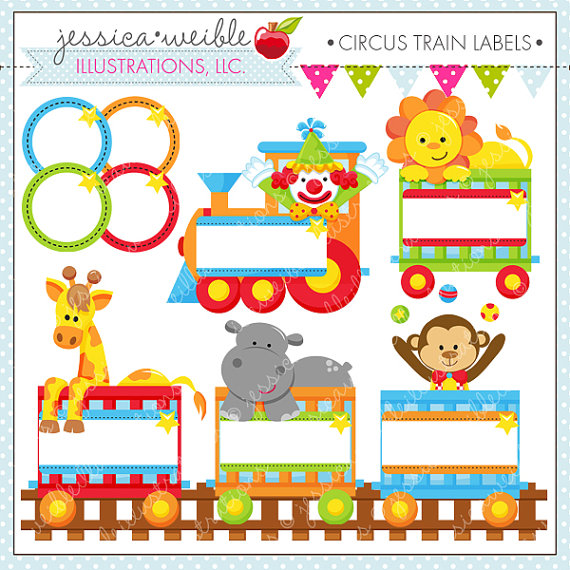 Circus Train Labels Cute Digital Clipart