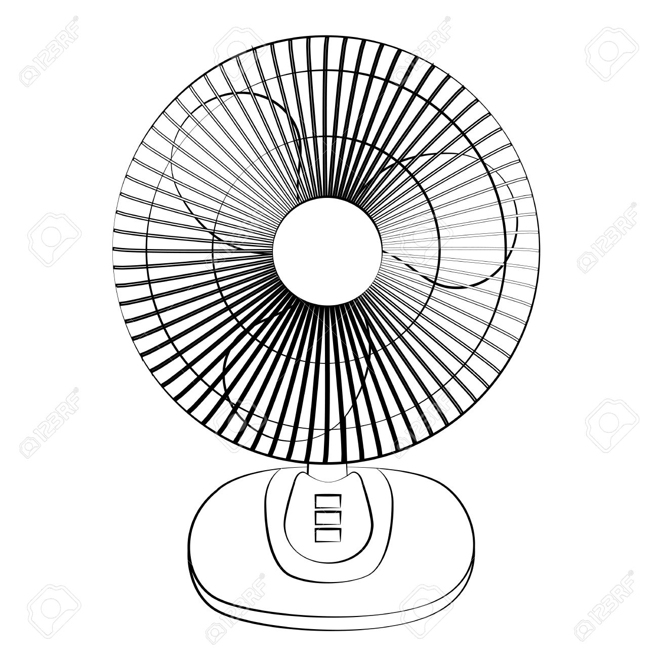 Table fan clipart black and white