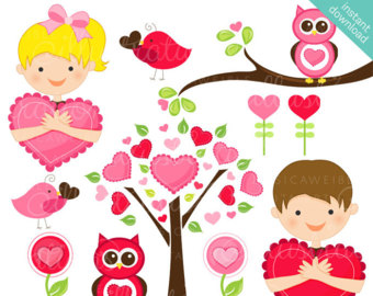 Love Monsters Cute Valentine Clipart by JWIllustrations