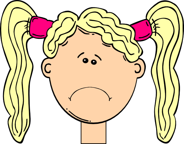 Sad Girl With Blonde Hair And Pigtails Clip Art at Clker