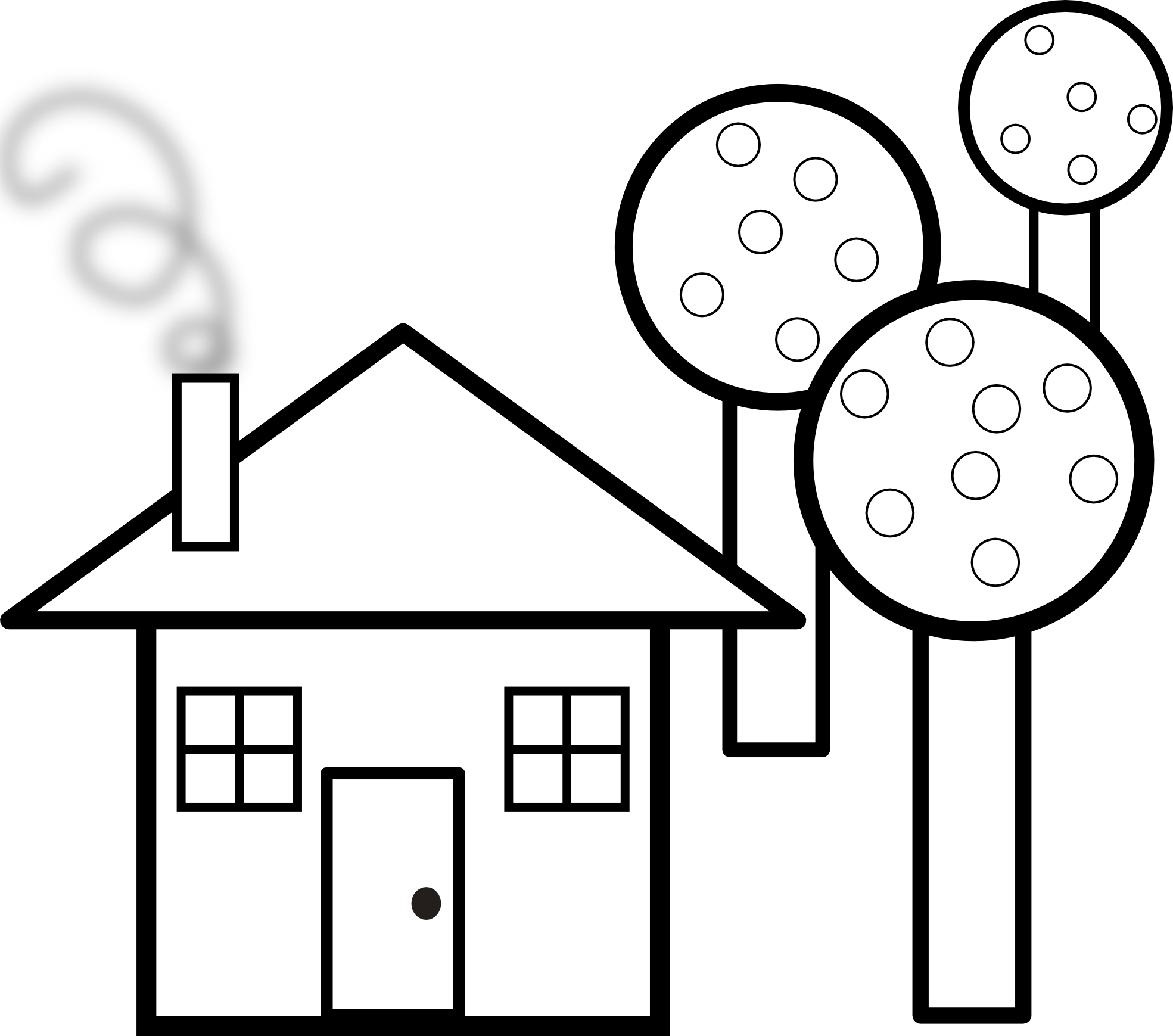 House with garage outline clipart black and white