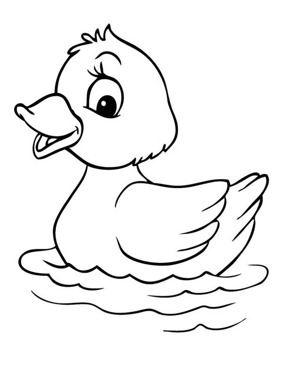 cartoon duck black and white