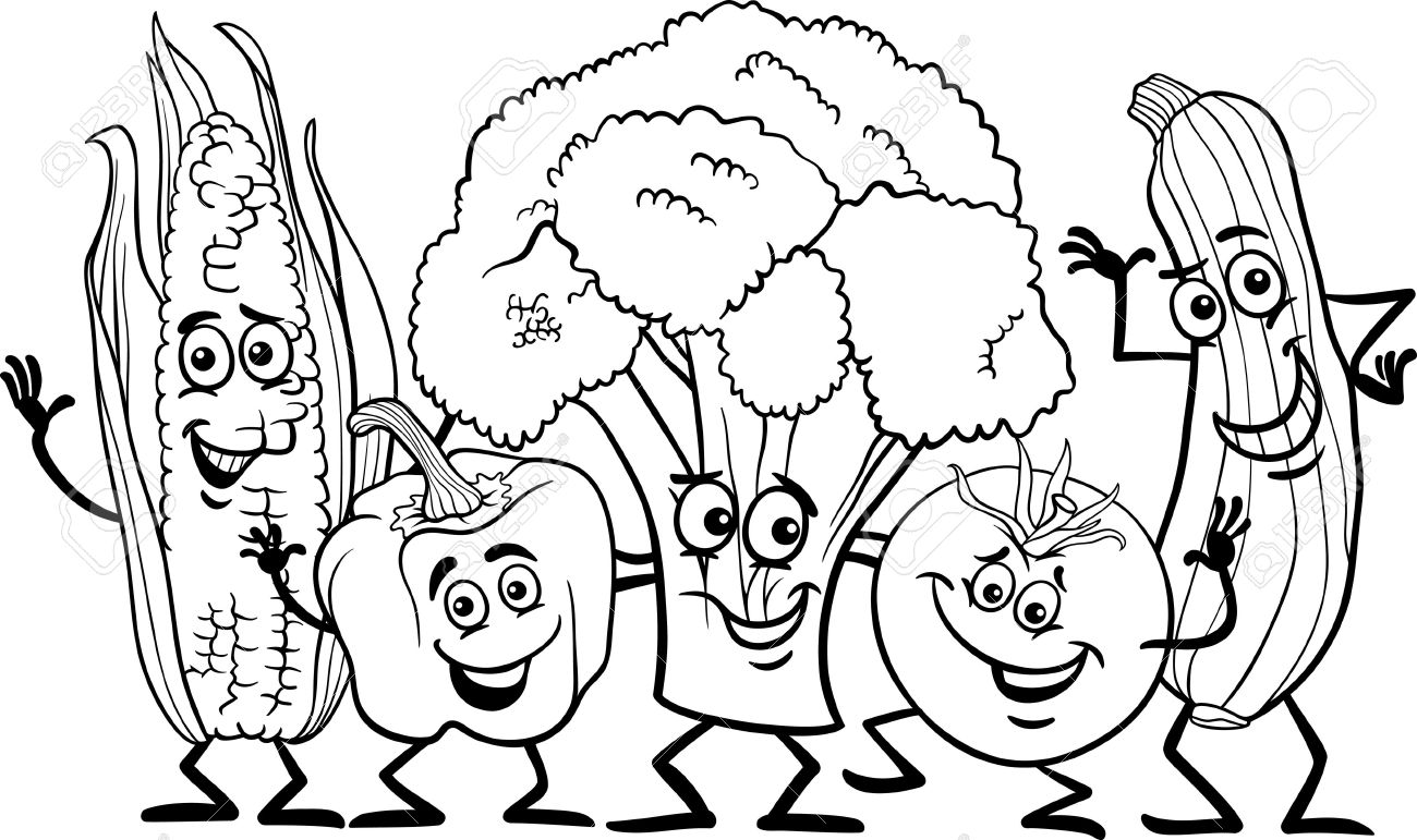 fruits and vegetables clip art black and white