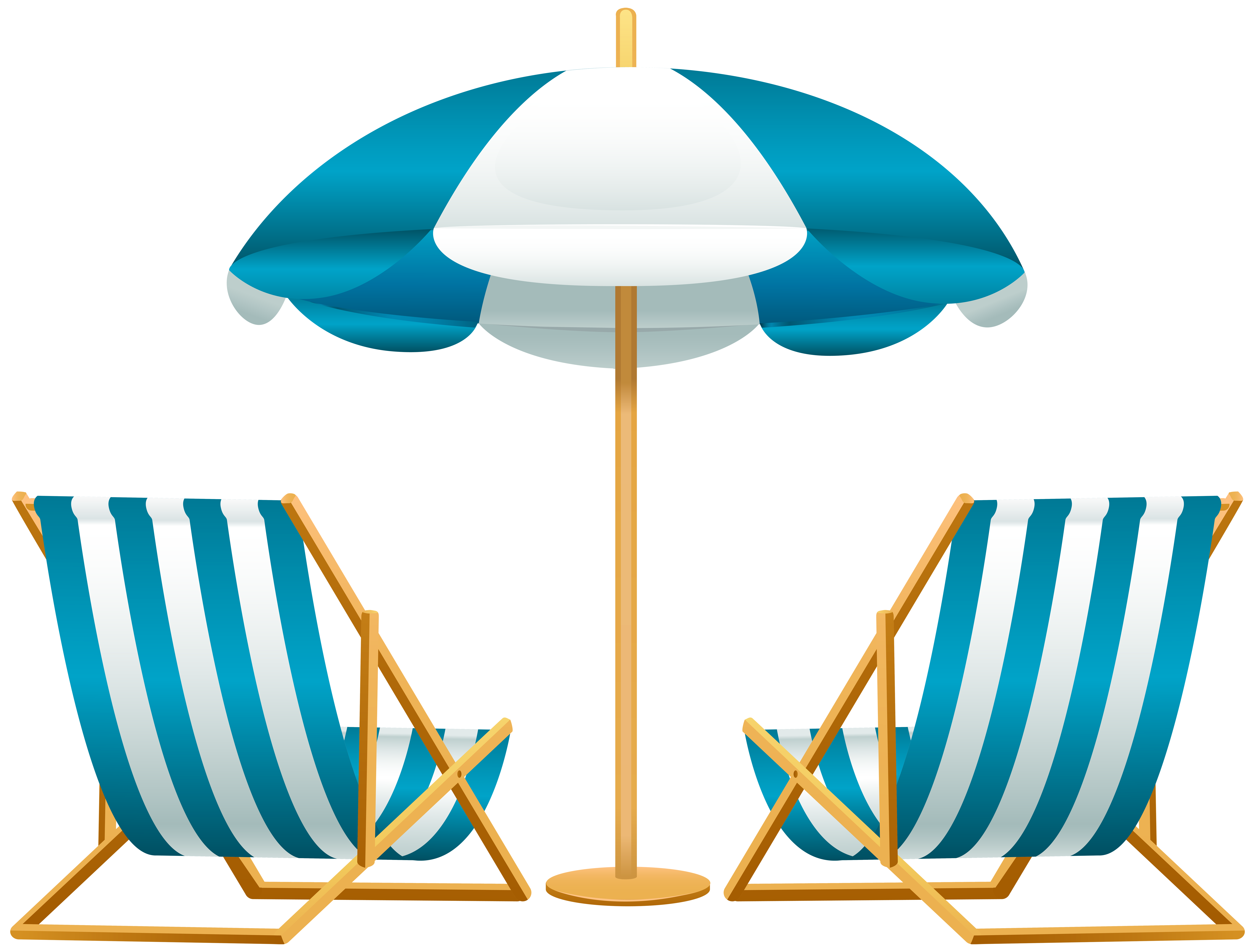 Beach Umbrella with Chairs Free PNG Clip Art Image