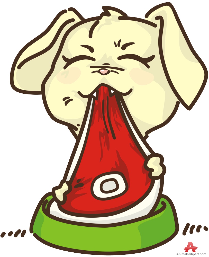 Puppy Eating Steak Meat