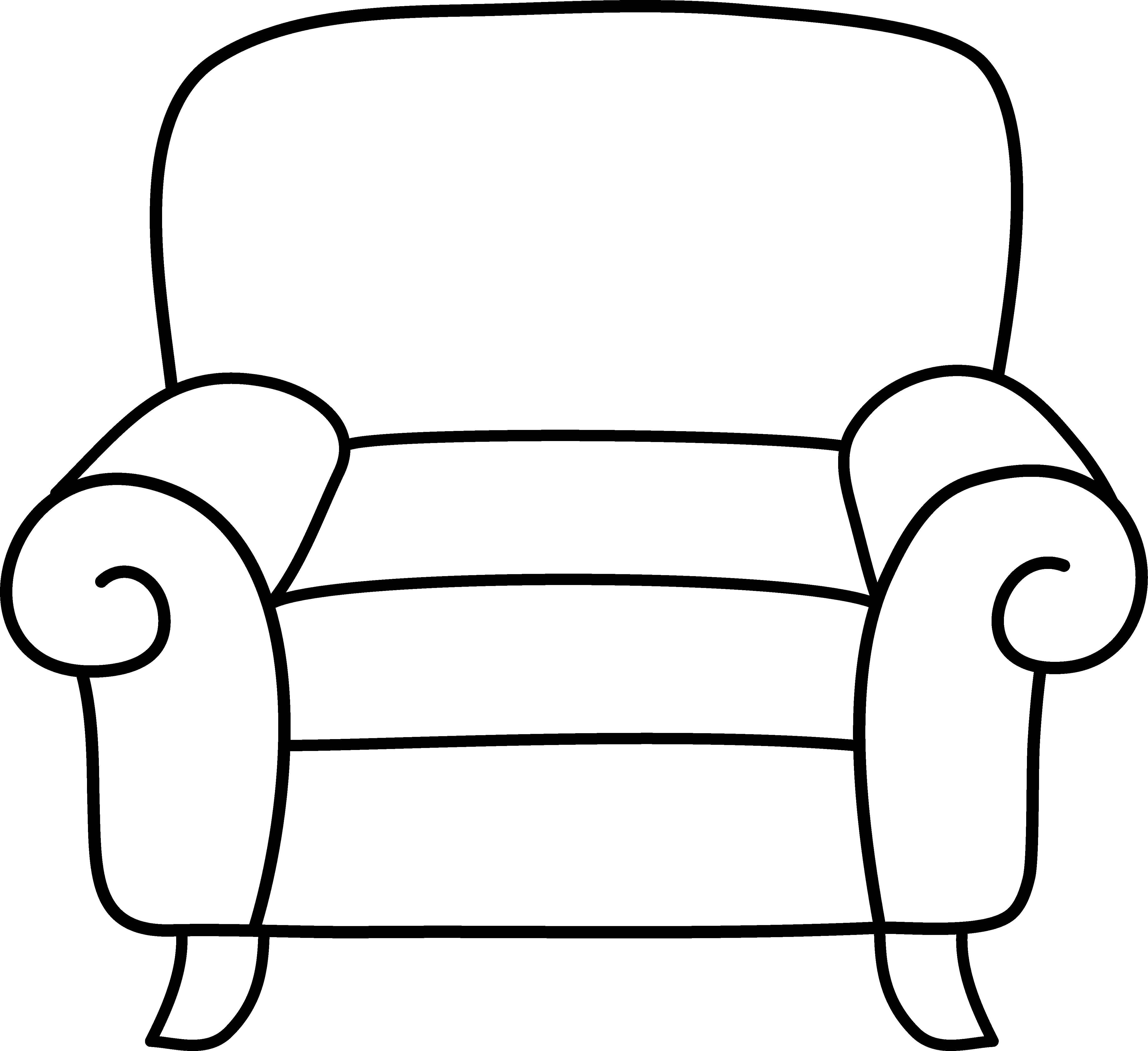 sofa clipart black and white