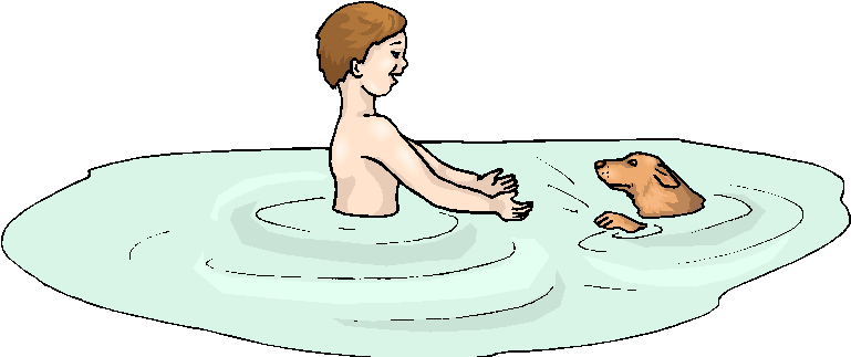 Boy Swim with Dog Free Clipart