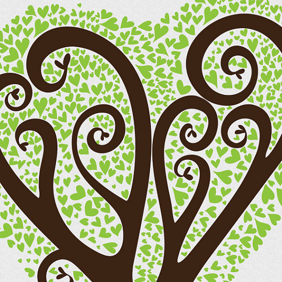 Heart Tree ClipArt Printable Digital Image Download by FishScraps