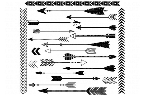 Tribal arrow clipart black and white