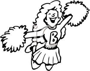Cheerleading Black And White Clipart