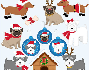 Christmas Dogs Cliparts