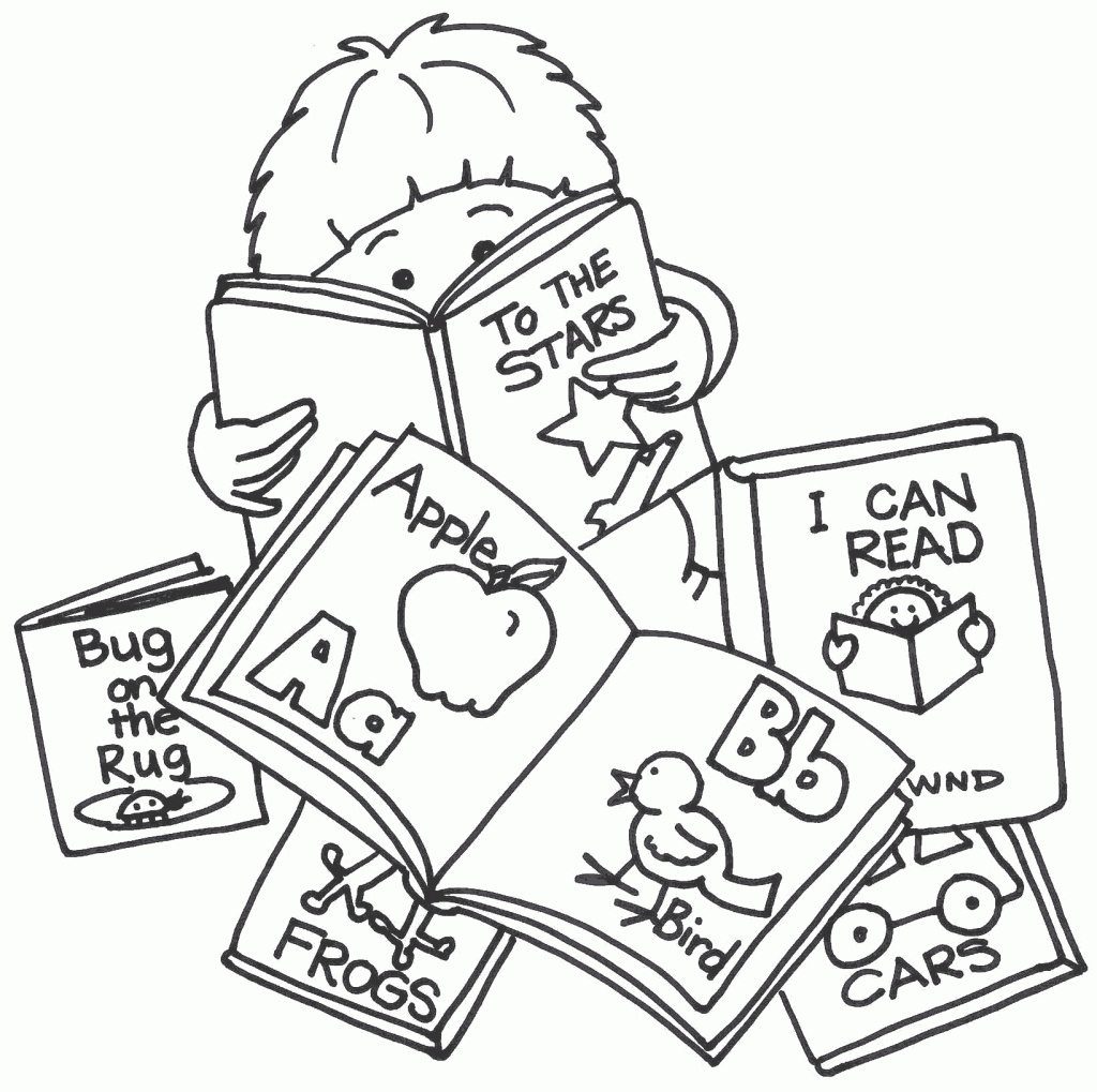read books clipart black and white - Clip Art Library