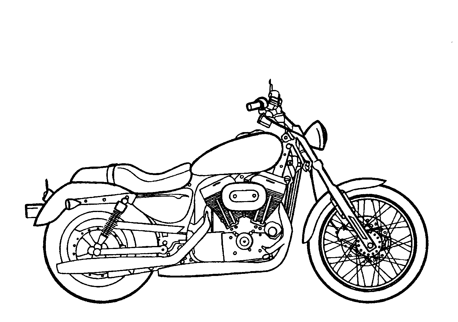 Harley Motorcycle Black And White Clipart