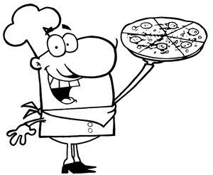 pizza party clipart black and white