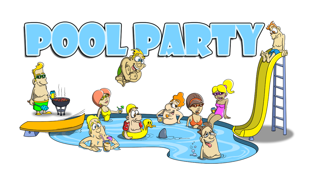 swimming pool party cartoon