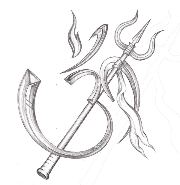 Image of Sketch Of Lord Shiva Weapon Trident Or Trishul With Damru Outline  Editable Illustration-UF624878-Picxy